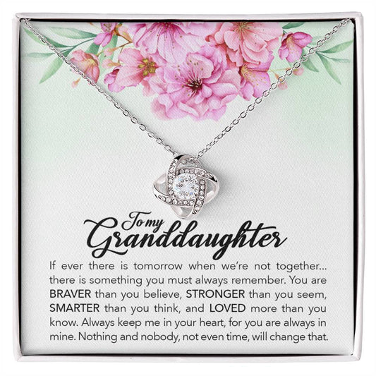 To My Granddaughter, Always Keep Me In Your Heart -Love Knot Necklace