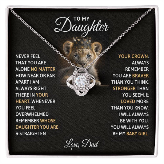 To My Daughter, You Will Always Be My Baby Girl -Love Knot Necklace