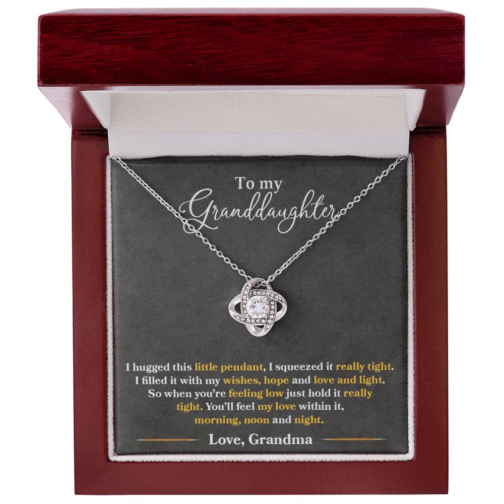 To My Granddaughter, You'll Feel My Love Within This -Love Knot Necklace