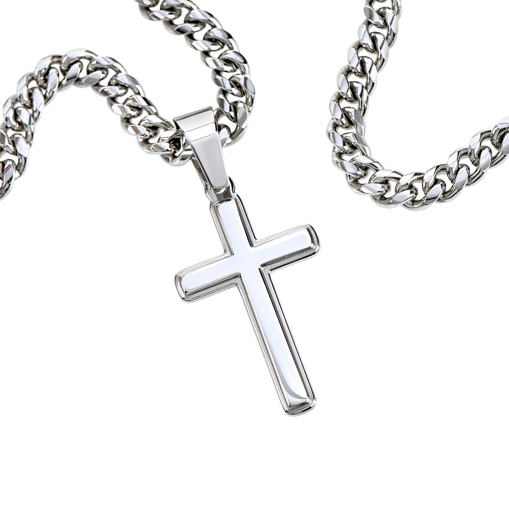 Artisan Cross Necklace on Cuban Chain