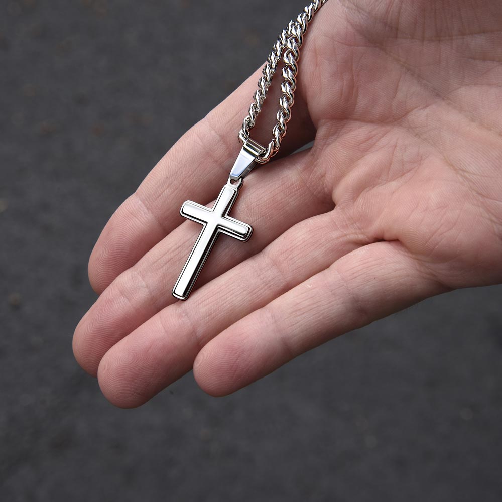 Artisan Cross Necklace on Cuban Chain