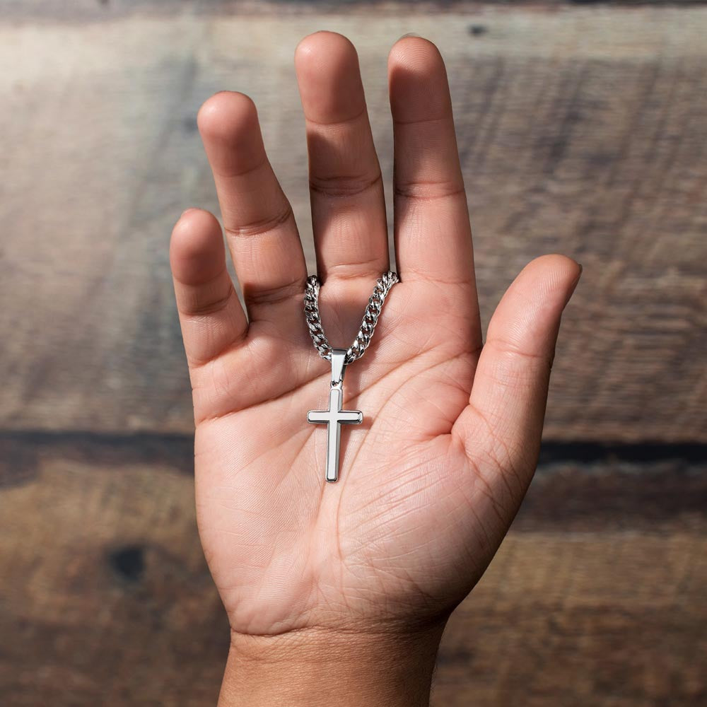 Artisan Cross Necklace on Cuban Chain