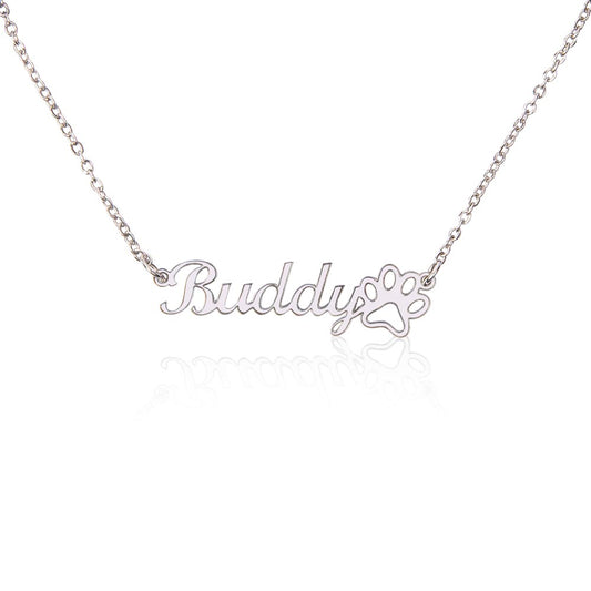 NEW - Paw Print + Name Necklace